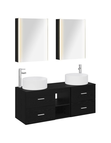 Set di mobili per il bagno 5 pcs Rovere Nero