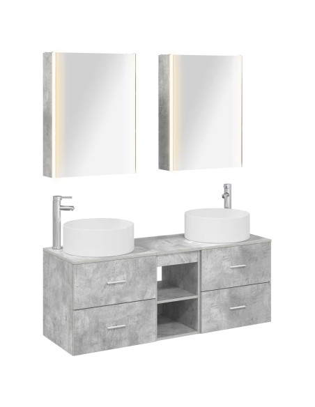 Set di mobili per il bagno 5 pcs Grigio Cemento