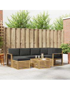 Set di divani da esterno 7 pcs Bianco e Antracite Poliestere