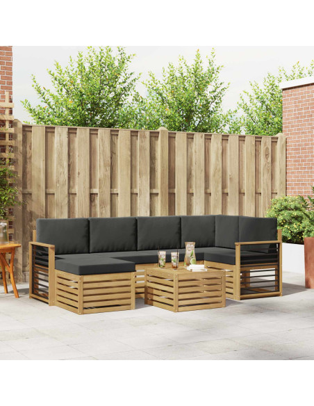 Set di divani da esterno 7 pcs Bianco e Antracite Poliestere