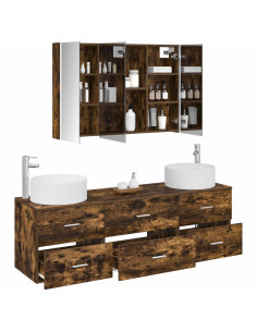 Set di mobili per il bagno 4 pcs Rovere Fumo 2