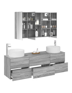 Set di mobili per il bagno 4 pcs Sonoma grigio 2