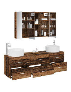 Set di mobili per il bagno 4 pcs Legno antico 2