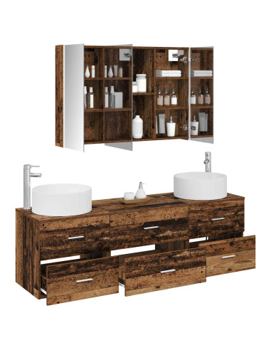 Set di mobili per il bagno 4 pcs Legno antico