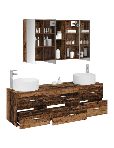 Set di mobili per il bagno 4 pcs Legno antico