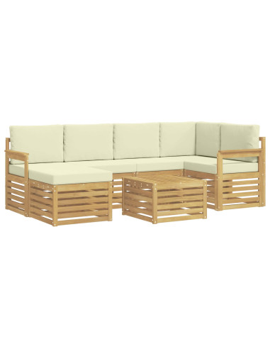 Set di divani da esterno 7 pcs Bianco e Crema Poliestere