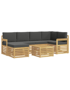 Set di divani da esterno 7 pcs Bianco e Antracite Poliestere 2