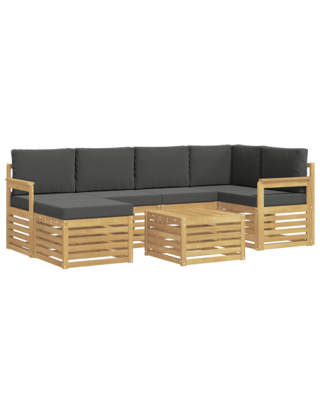 Set di divani da esterno 7 pcs Bianco e Antracite Poliestere