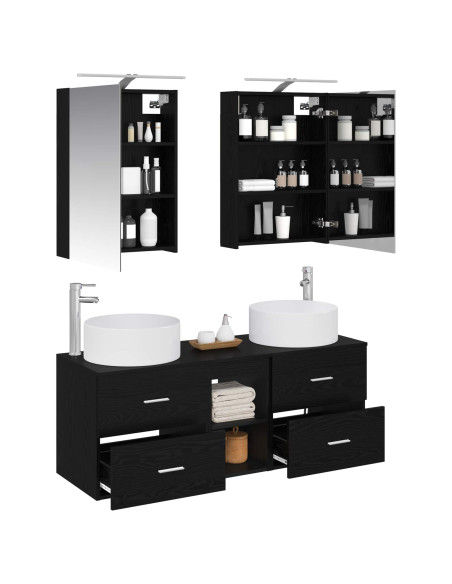 Set di mobili per il bagno 5 pcs Rovere Nero