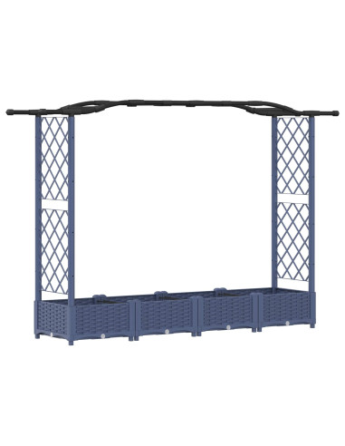 Letto Rialzato con Griglia e Tetto Grigio 207 x 40 x 126 cm PP