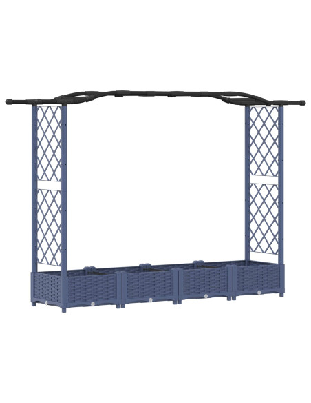 Letto Rialzato con Griglia e Tetto Grigio 207 x 40 x 126 cm PP