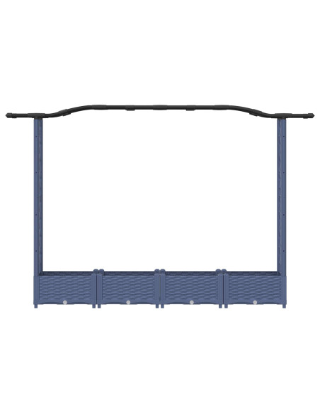Letto Rialzato con Griglia e Tetto Grigio 207 x 40 x 126 cm PP