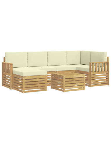 Set di divani da esterno 7 pcs Bianco e Crema Poliestere