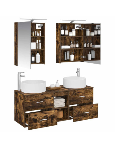 Set di mobili per il bagno 5 pcs Rovere Fumo