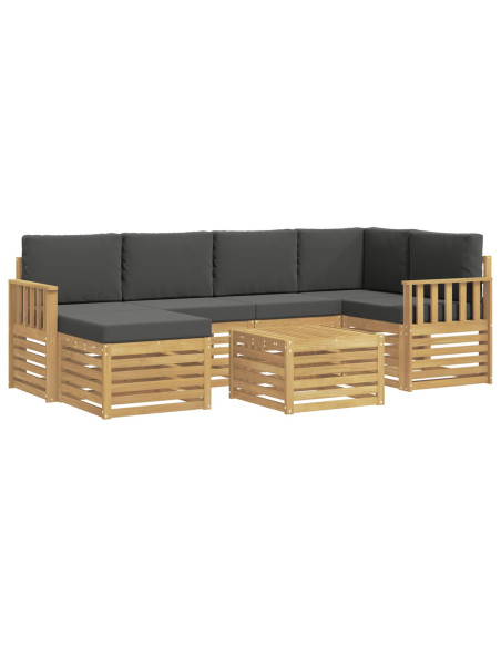 Set di divani da esterno 7 pcs Bianco e Antracite Poliestere
