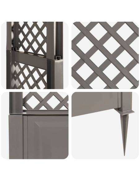 Arco di rose con punte Grigio 97 x 43 x 218 cm PP