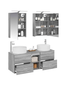 Set di mobili per il bagno 5 pcs Sonoma grigio 2