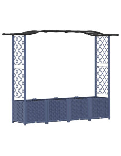 Letto Rialzato con Griglia e Tetto Grigio 204 x 40 x 141 cm PP 2