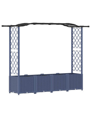 Letto Rialzato con Griglia e Tetto Grigio 204 x 40 x 141 cm PP
