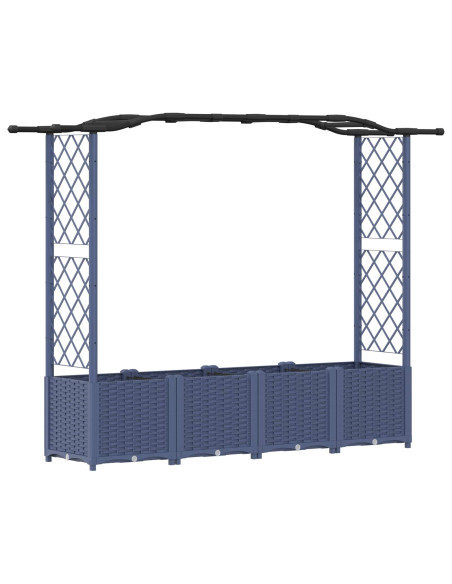 Letto Rialzato con Griglia e Tetto Grigio 204 x 40 x 141 cm PP