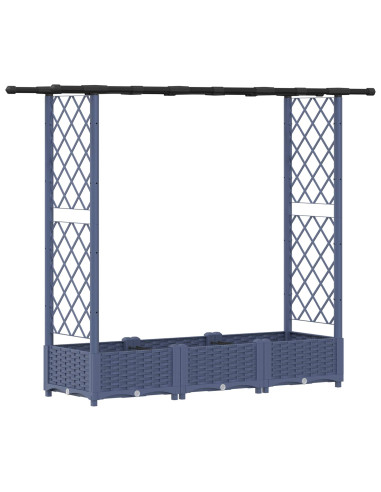 Letto Rialzato con Griglia e Tetto Grigio 164 x 40 x 123 cm PP