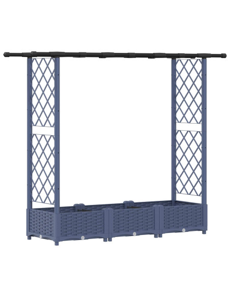 Letto Rialzato con Griglia e Tetto Grigio 164 x 40 x 123 cm PP