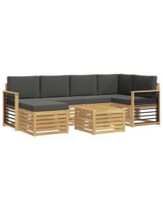 Set di divani da esterno 7 pcs Bianco e Antracite Poliestere 2