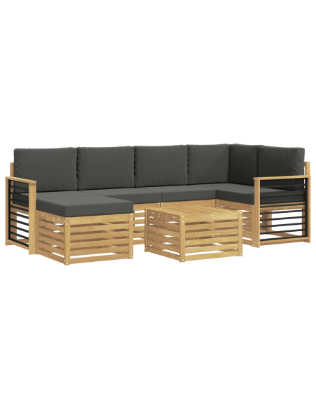 Set di divani da esterno 7 pcs Bianco e Antracite Poliestere