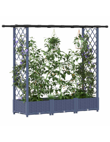 Letto Rialzato con Griglia e Tetto Grigio 164 x 40 x 123 cm PP