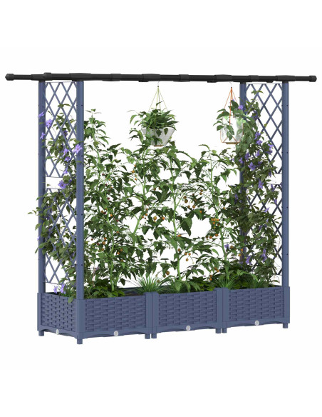 Letto Rialzato con Griglia e Tetto Grigio 164 x 40 x 123 cm PP