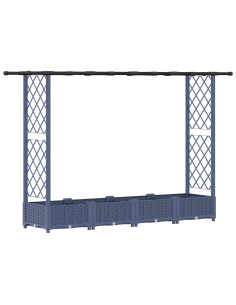 Letto Rialzato con Griglia e Tetto Grigio 203 x 40 x 123 cm PP 2