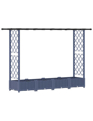 Letto Rialzato con Griglia e Tetto Grigio 203 x 40 x 123 cm PP