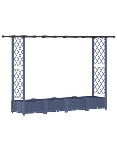 Letto Rialzato con Griglia e Tetto Grigio 203 x 40 x 123 cm PP