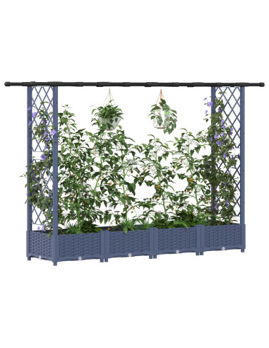 Letto Rialzato con Griglia e Tetto Grigio 203 x 40 x 123 cm PP