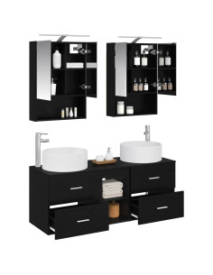 Set di mobili per il bagno 5 pcs Rovere Nero 2