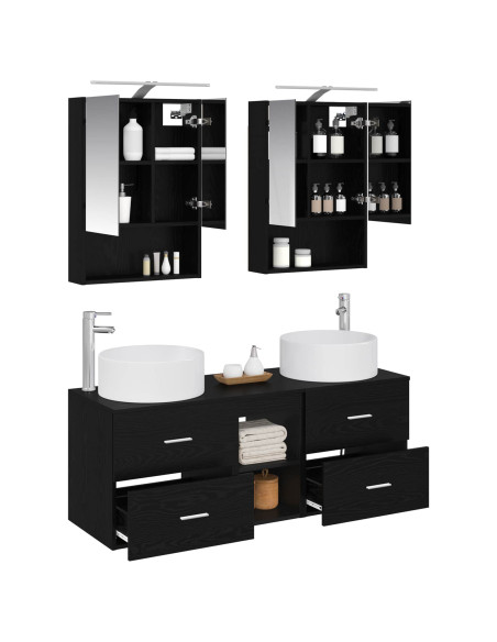Set di mobili per il bagno 5 pcs Rovere Nero