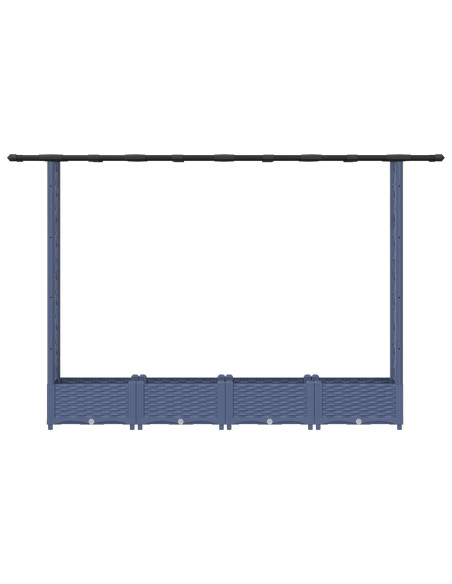 Letto Rialzato con Griglia e Tetto Grigio 203 x 40 x 123 cm PP
