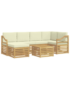 Set di divani da esterno 7 pcs Bianco e Crema Poliestere 2