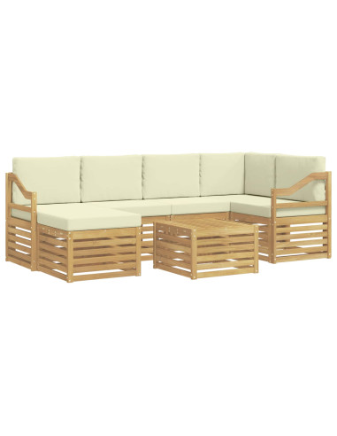 Set di divani da esterno 7 pcs Bianco e Crema Poliestere