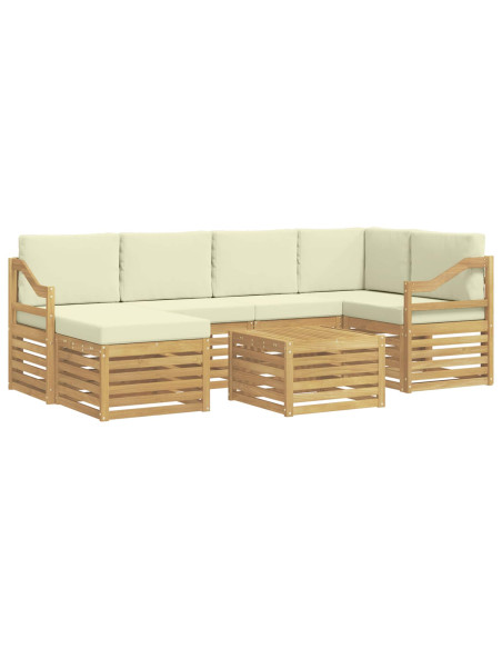 Set di divani da esterno 7 pcs Bianco e Crema Poliestere