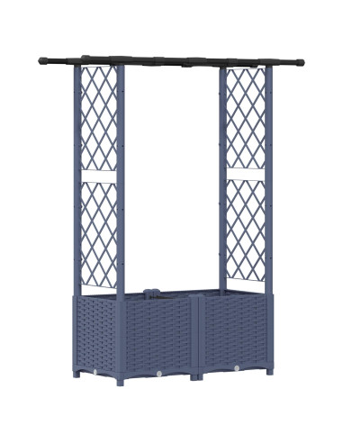 Letto Rialzato con Griglia e Tetto Grigio 124,5 x 40 x 138 cm