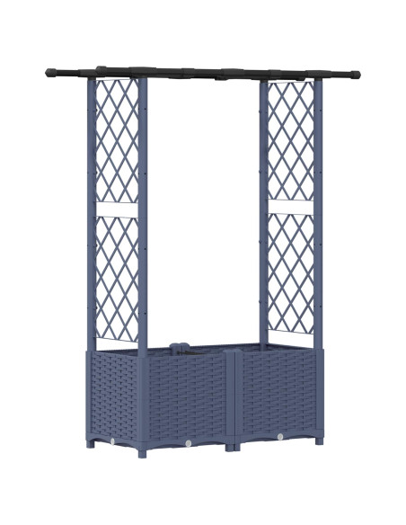 Letto Rialzato con Griglia e Tetto Grigio 124,5 x 40 x 138 cm