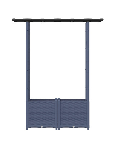 Letto Rialzato con Griglia e Tetto Grigio 124,5 x 40 x 138 cm