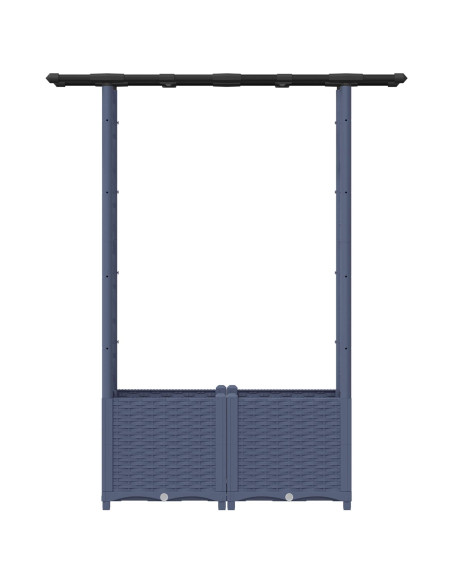 Letto Rialzato con Griglia e Tetto Grigio 124,5 x 40 x 138 cm