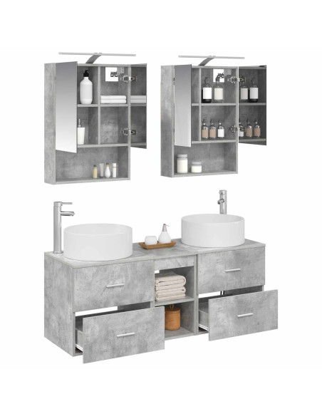 Set di mobili per il bagno 5 pcs Grigio Cemento
