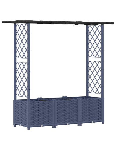 Letto Rialzato con Griglia e Tetto Grigio 162,5 x 40 x 138 cm