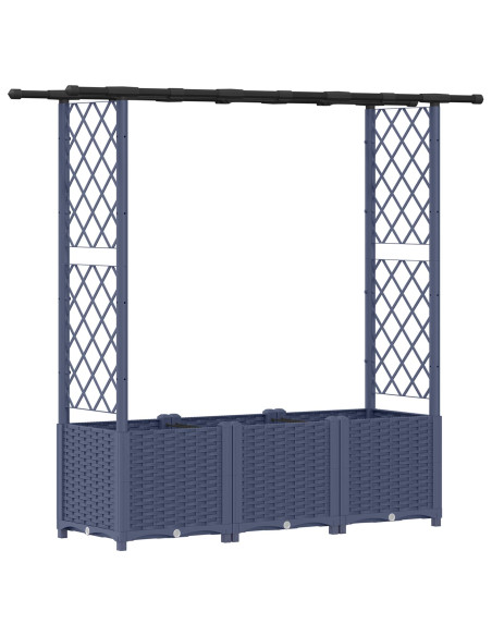 Letto Rialzato con Griglia e Tetto Grigio 162,5 x 40 x 138 cm