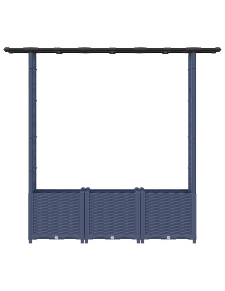 Letto Rialzato con Griglia e Tetto Grigio 162,5 x 40 x 138 cm