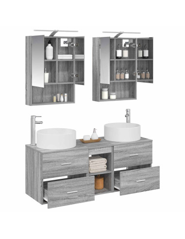 Set di mobili per il bagno 5 pcs Sonoma grigio