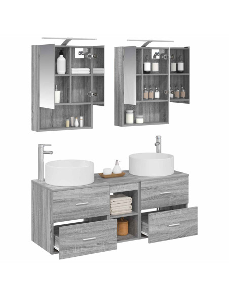 Set di mobili per il bagno 5 pcs Sonoma grigio